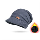 Fleece Lined Knitted Hat Casual Thickened Short Brim