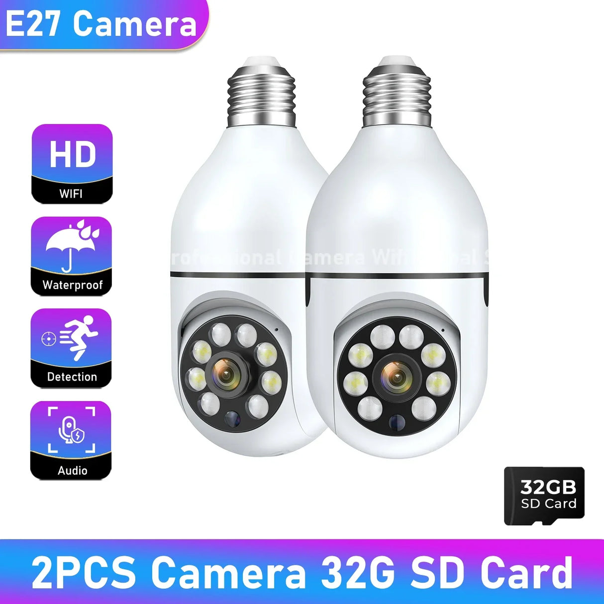 1/2/4PCS E27 Bulb Wifi Camera Surveillance Night Vision