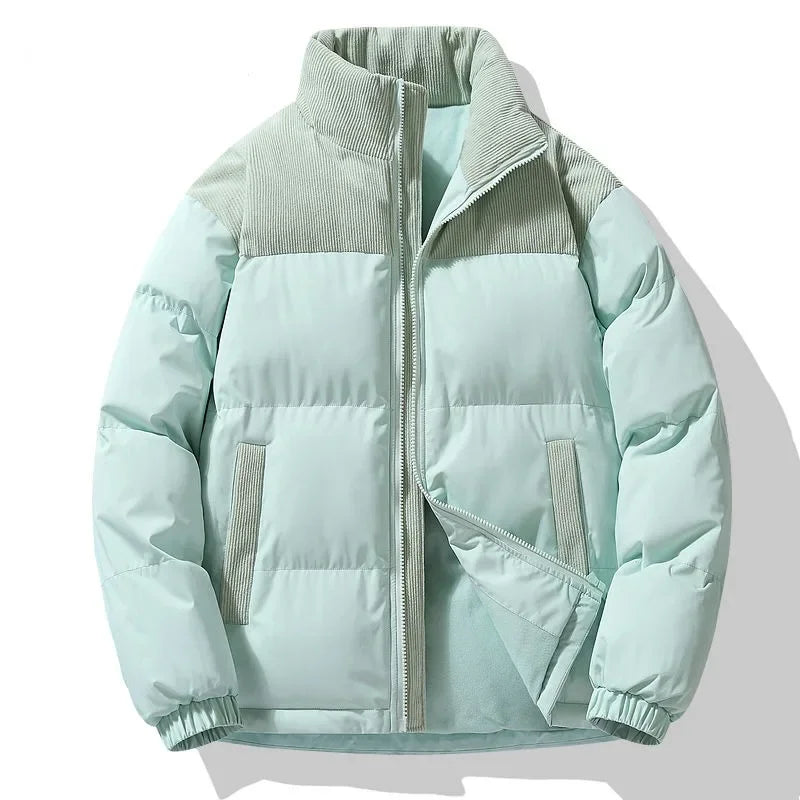 Winter Down Cotton Jacket Men Women Corduroy Patchwork
