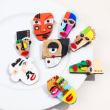 FishSheep Abstract Acrylic Geometric Face Figure Brooches for