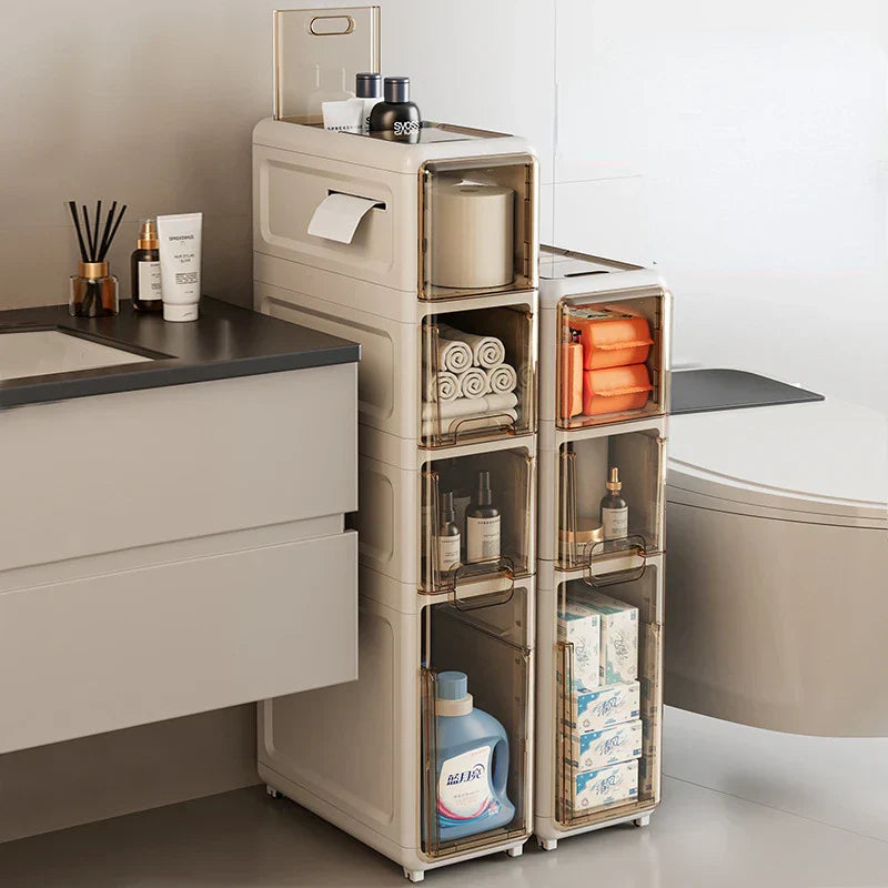 Multi-layer Bathroom Storage Cabinet Refrigerator Seam Organizer Drawers