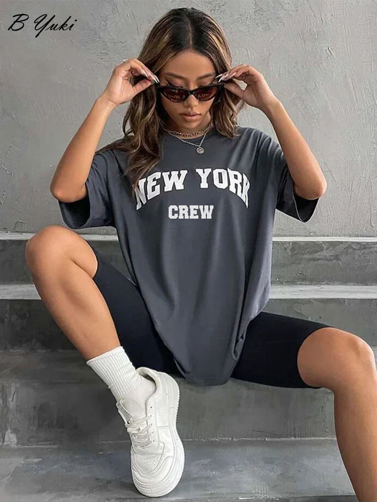 Blessyuki Summer Plus Size Cotton Tshirts Women 2023