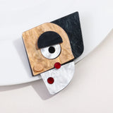 FishSheep Abstract Acrylic Geometric Face Figure Brooches for