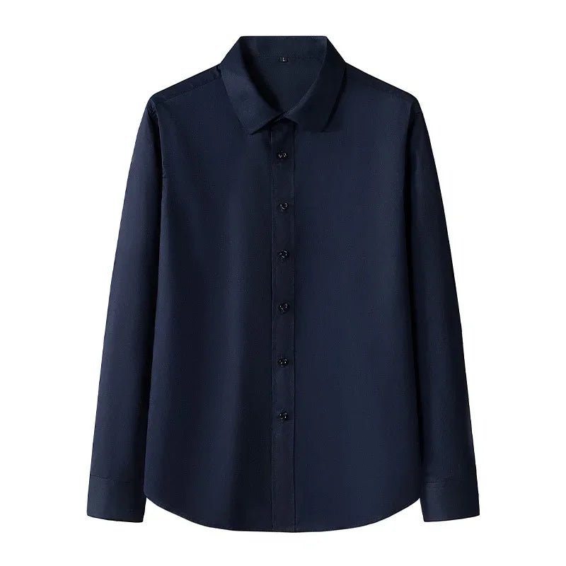 New Solid Color Men's Long-sleeved Shirt Business Casual