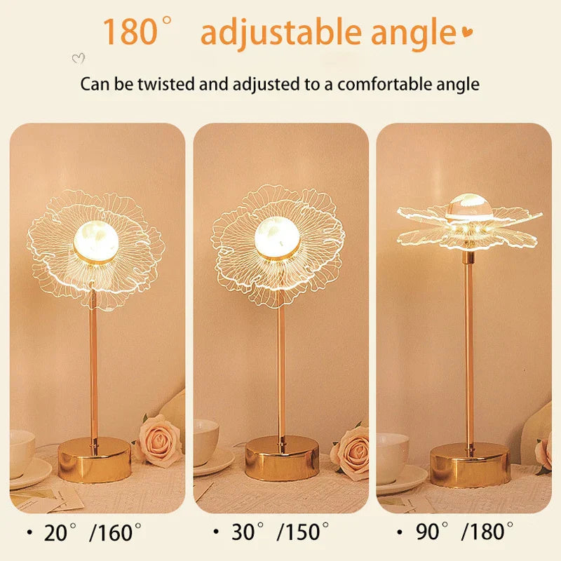 Table Lamp Retro Gold Acrylic Butterfly LED Desk