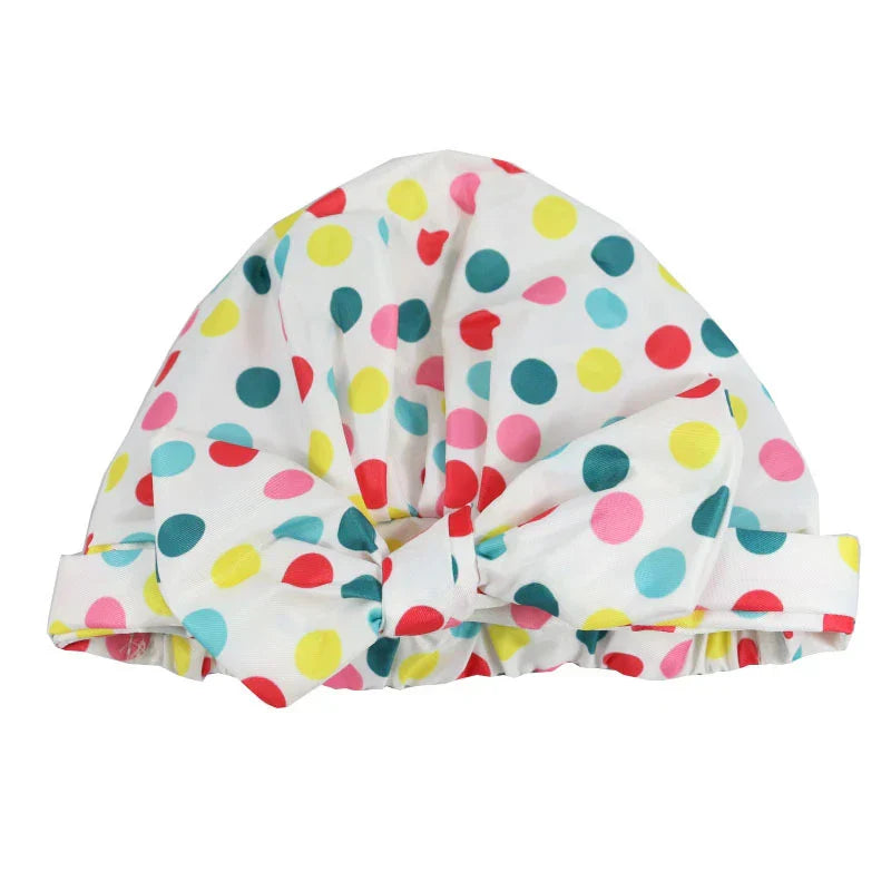 Waterproof Leopard Print Cap Elastic Bow Nightcap Women