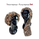 Leopard Print Double Layer Silky Bonnet Adjustable Elastic