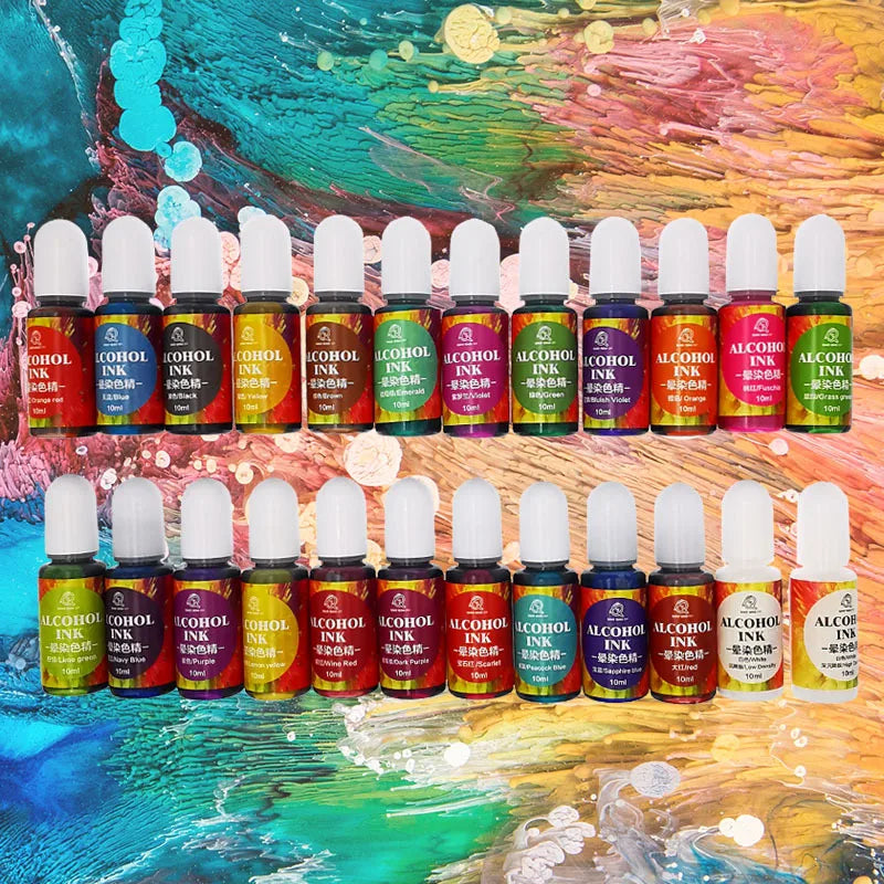 24Colors 10ml Alcohol Ink Set for AB Epoxy