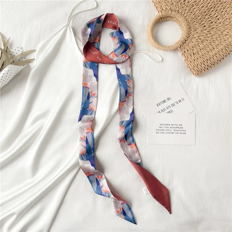 Long Silk Skinny Scarf Women Neck Hair Band