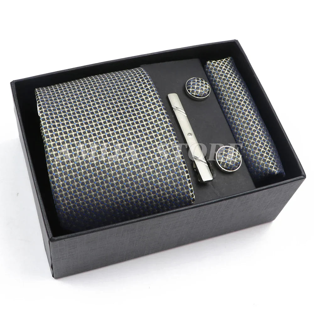 Men's Tie Gift Box With Neckties Handkerchiefs Cufflinks