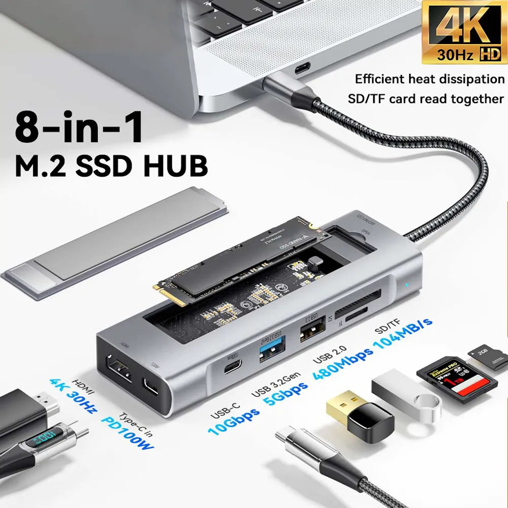 M.2 SSD HUB Dock Station USB HUB with
