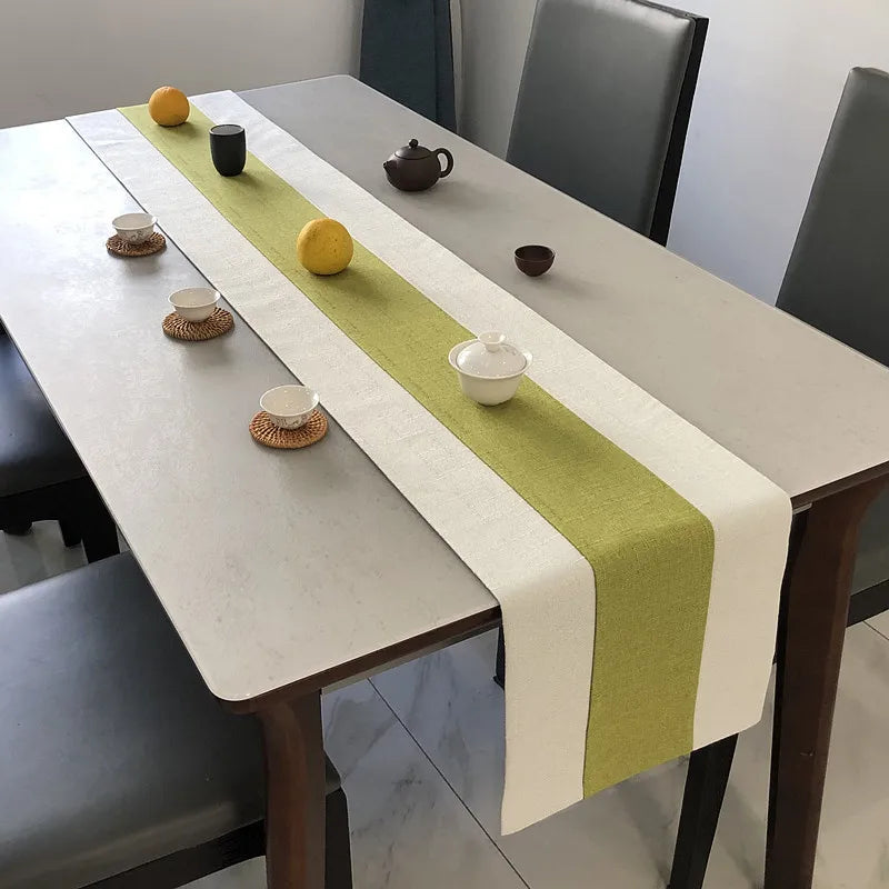 Chinese Style Cotton and Linen Table Flag Tea