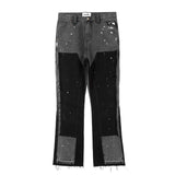 High Street Spliced Speckled Ink Micro Flare Pants