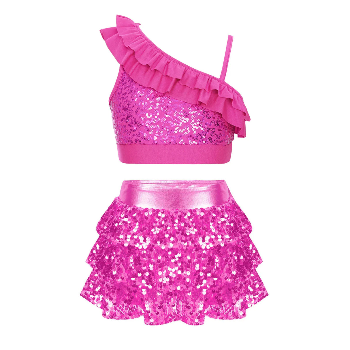 Kids Girls Sequins Hip Hop Dance Sets Ballarina