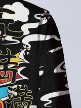 Men's Casual Kimono Style "Cheerful" Cat Loose Fit