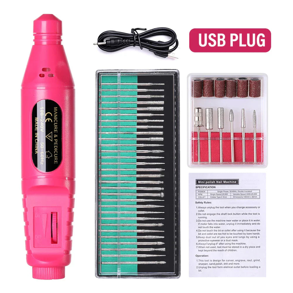 HALAIMAN USB Nail Drill Manicure Set Electric Nail