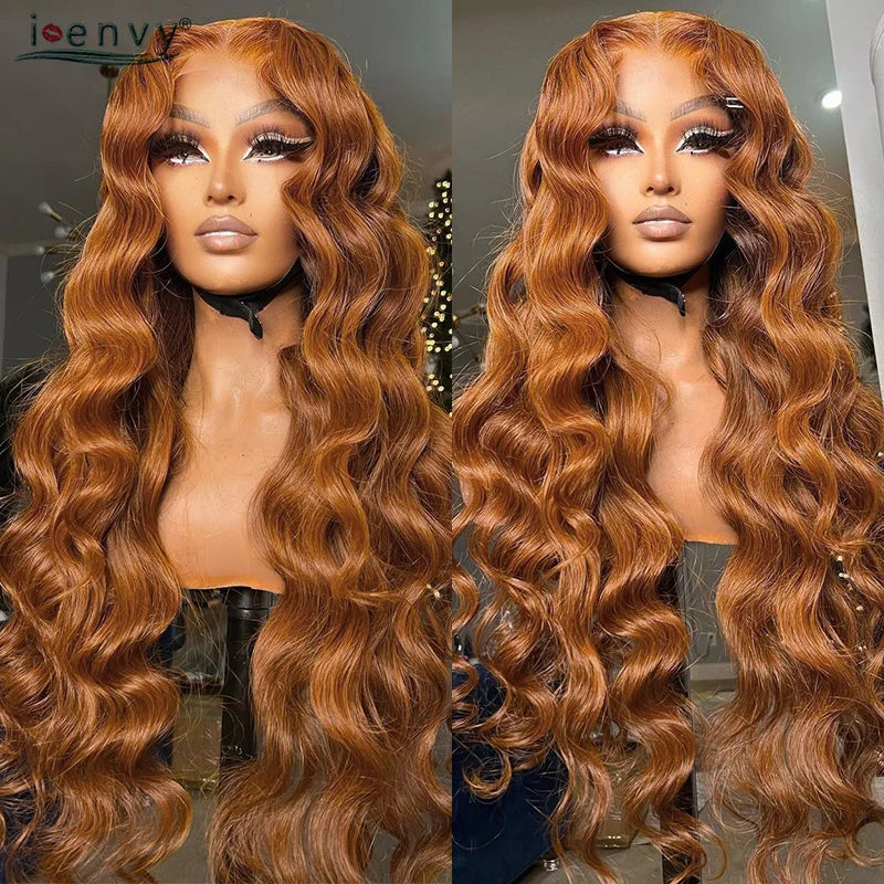 34'' Ginger Blonde Lace Front Wigs Pre Pluck