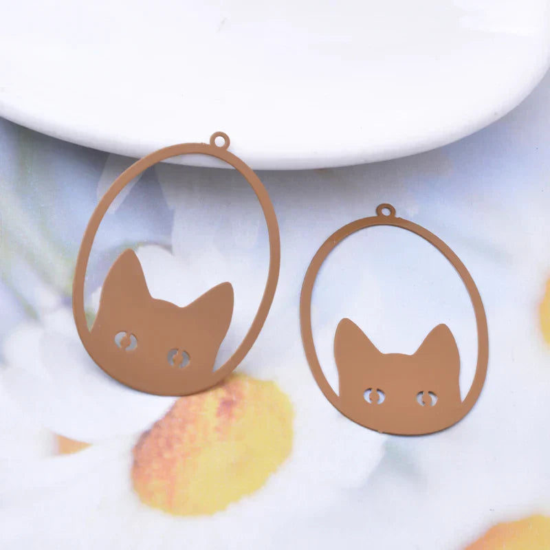30pcs AD3485 Filigree ovalshaped Eyes Of Cat Charms