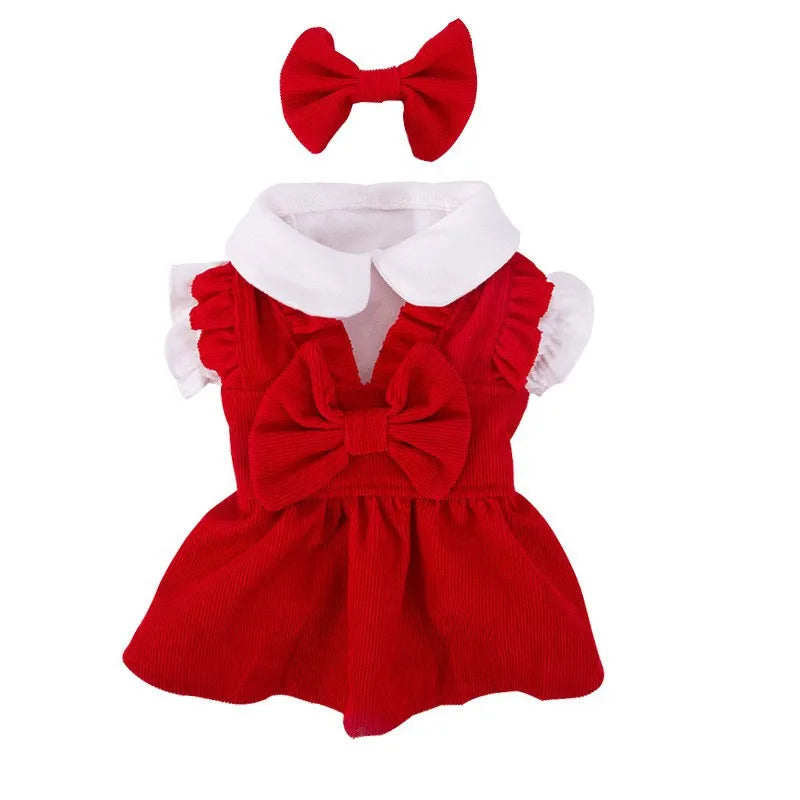 Dog Clothes Christmas Bow Pet Dress Luxury Puppy