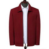 Two Side Zipper Pockets Men Jacket Elegant Mid-aged