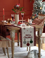 Merry Christmas Tree Ball Linen Table Runners Holiday