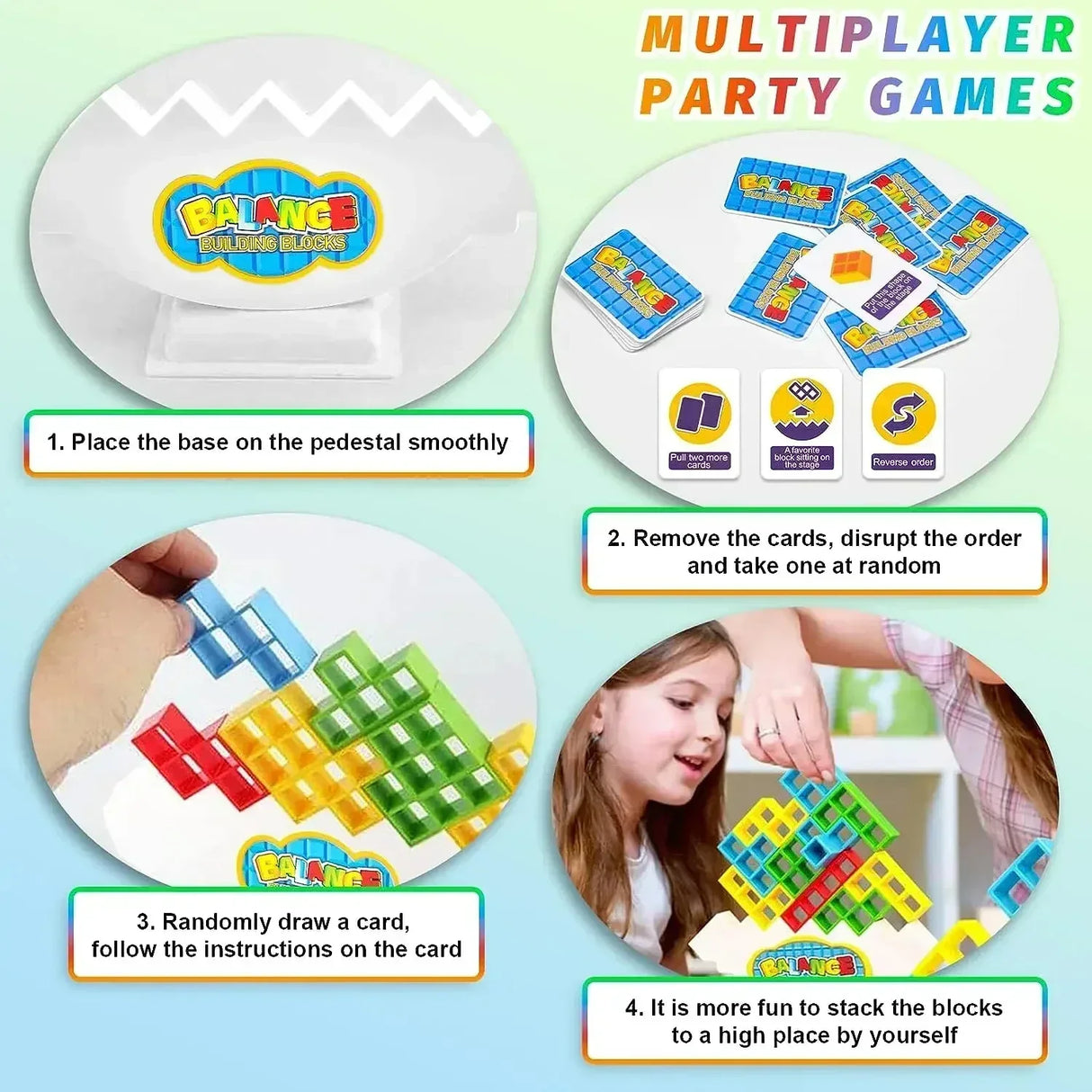 New 48PCS Tetra Tower Balance Stacking Building Blocks