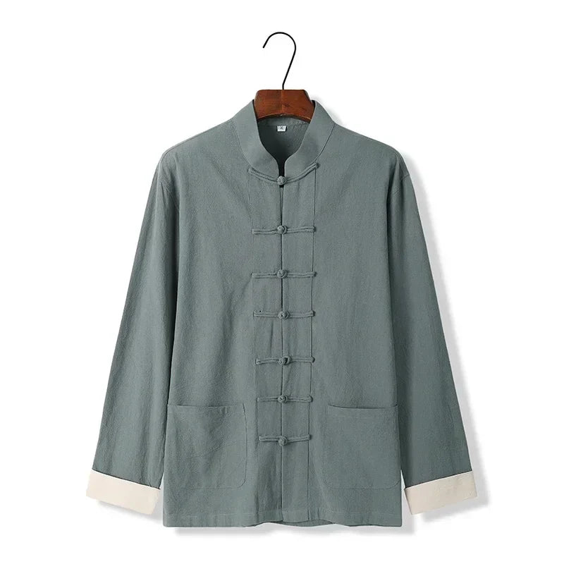 Chinese Traditional Retro Windbreaker Men's Long-sleeved Tang Suit