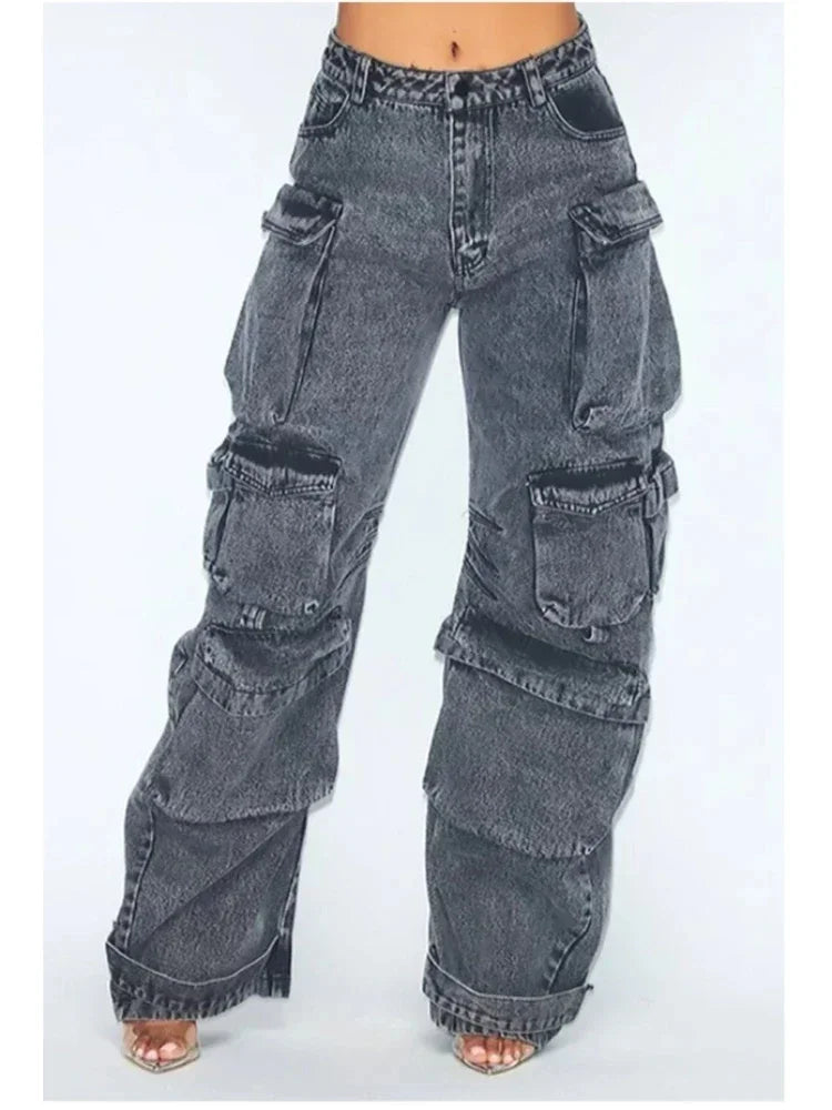 Y2K Fashion Baggy Jeans Denim Cargo Pants Womens