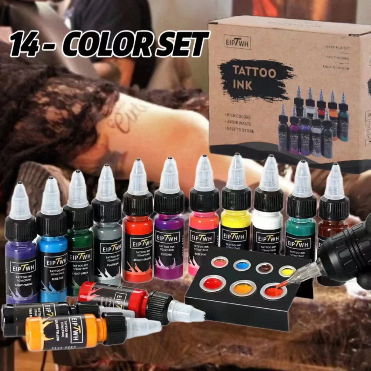 7/14 color tattoo ink set, 0.5oz (15ml), professional