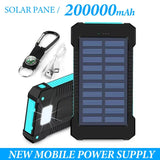 200000mAh Solar Power Bank LEDSOS Flashlight FAST Charging