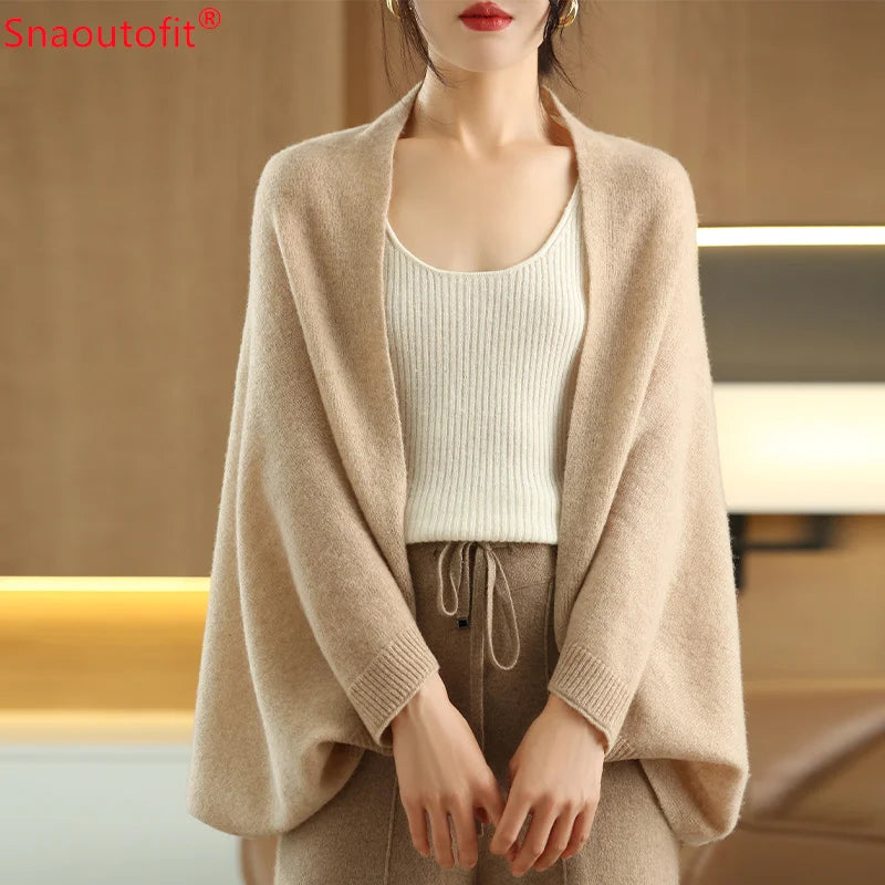 AllSeason Pure Wool Knitted Shawl Women's Casual Cashmere