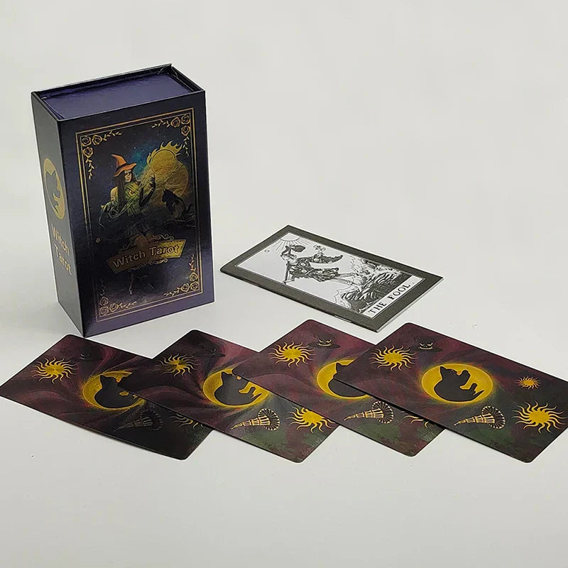 Fancy Design Gold Foil Tarot Cards Mysterious Witch