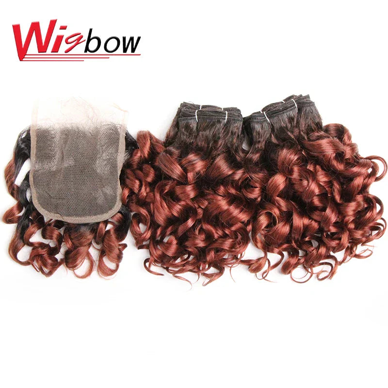 Human Brazilian Hair Weave Bundles With Closure Ombre
