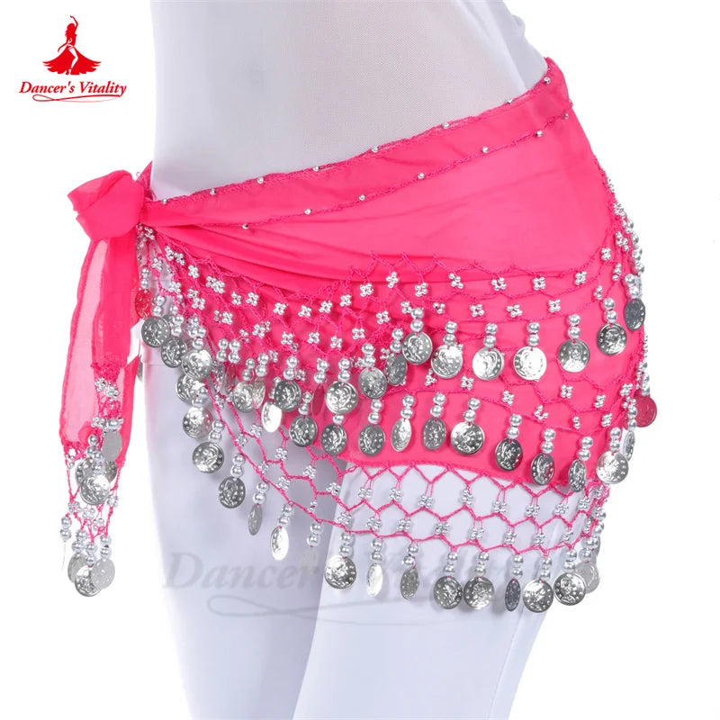 Belly Dance Belt for Women Chiffon Gold Coines