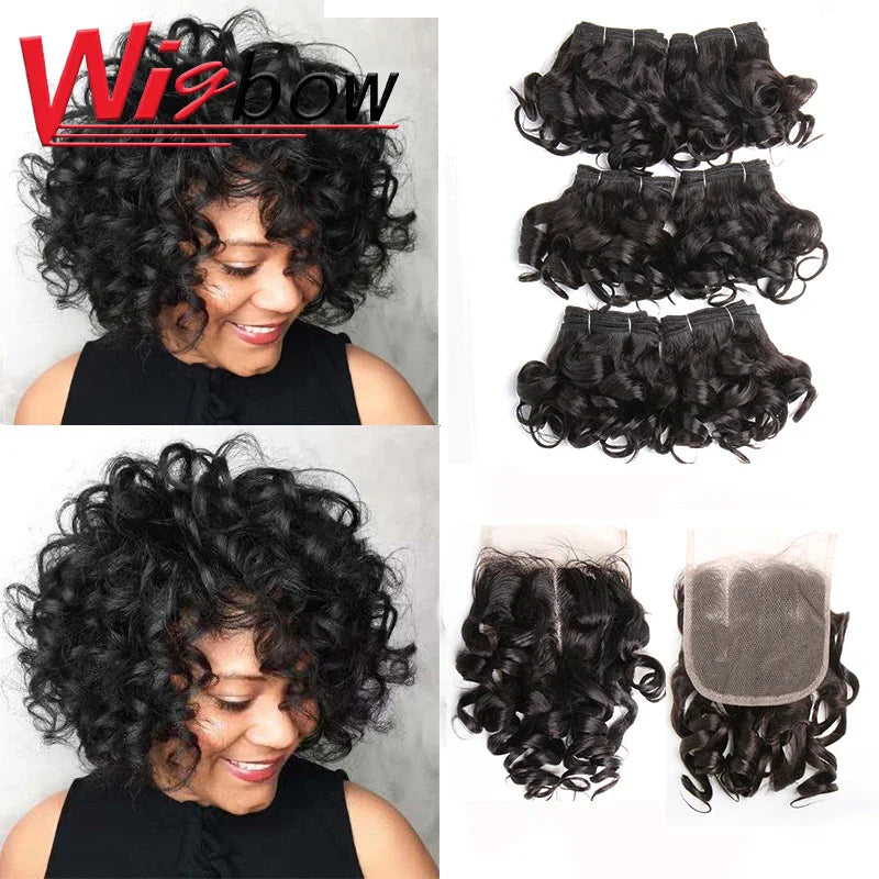 Human Brazilian Hair Weave Bundles With Closure Ombre