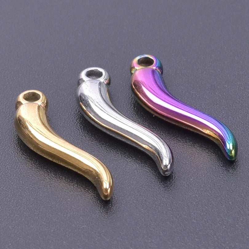 5pcs Stainless Steel Chili Charms Pendant For Jewelry