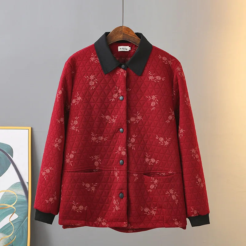 Womens Plus Size Autumn Winter Quilted Jacket Casual