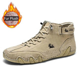 Leather Casual Sneakers for Men Motorcycle Shoes 2023