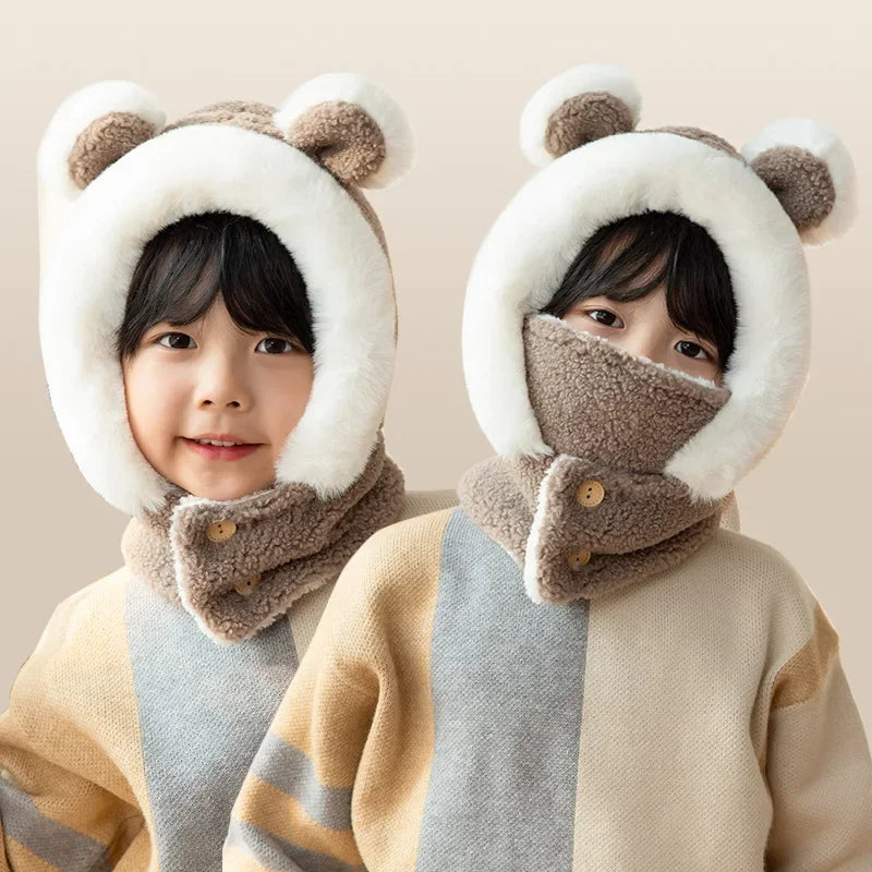 New Children's Hat Cartoon Bear Ear Flags Pullover