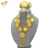 African 24K Gold Color Coins Necklace Bracelet Sets
