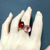 2PcsSet Pomellato Ring Stacked Mix Color Crystal Ring