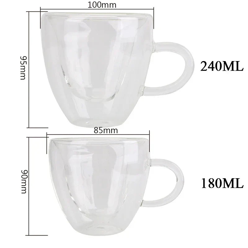 Double Wall High Borosilicate Glass Mug Heat Resistant