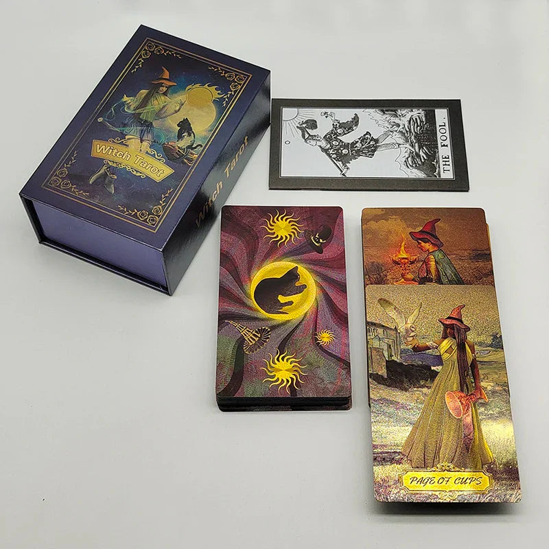 Fancy Design Gold Foil Tarot Cards Mysterious Witch