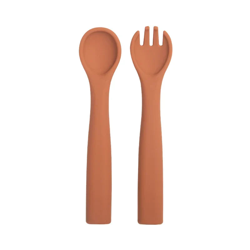 Food Grade Baby Soft Silicone Spoon Fork Set