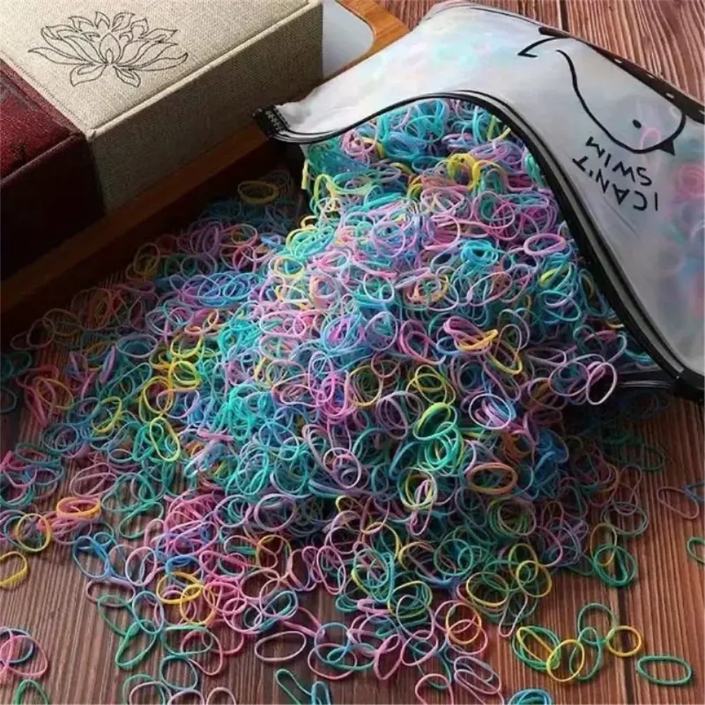 1000pcs Disposable Colorful Hair Ties Elastic Hair Bands