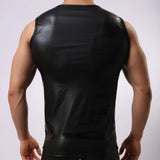 2022 Faxu Leather Tank Tops Men Sport Fitness