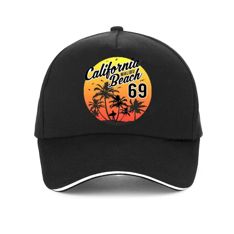 Vintage California Malibu Beach Sunhat Fashion Beach Cartoon