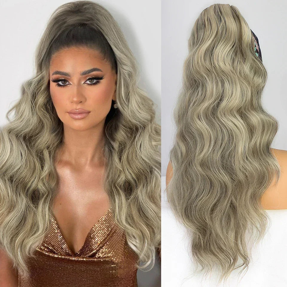 Vigorous Synthetic Long Body Wavy Drawstring Ponytail for