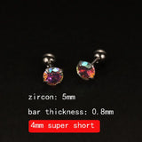 2PCS 4mm Short Ear Studs Earring Outside Upper