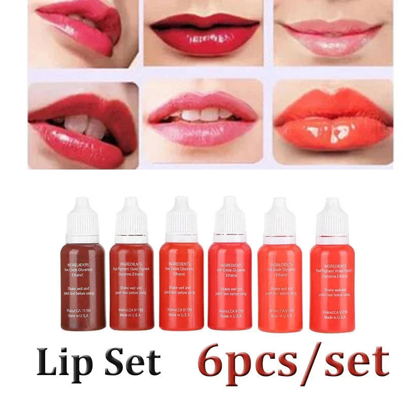 6pcs Lip Eyebrow Eye Liner Pigment Set Semi-Permanent